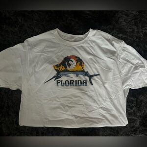L Florida Graphic White Tee with Sunset Marlin Design